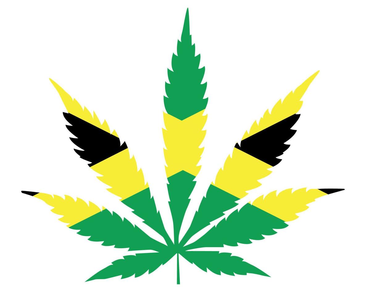 bandera de hoja de cannabis. el concepto de legalización de la marihuana, cannabis en jamaica. vector