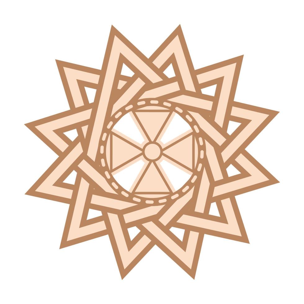 The star of ertsgamma, a Slavic symbol decorated with an ornament in a wreath of Scandinavian weaving. Beige trendy vector
