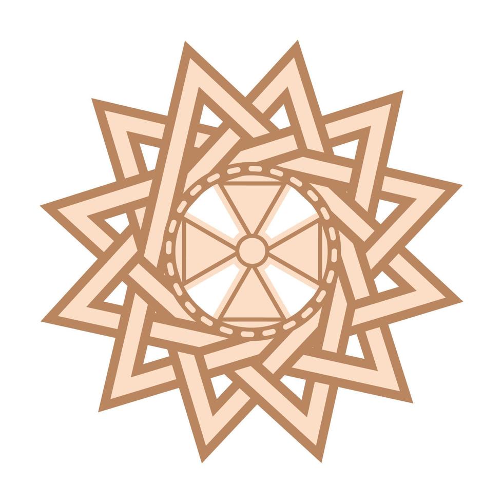 The star of ertsgamma, a Slavic symbol decorated with an ornament in a wreath of Scandinavian weaving. Beige trendy vector