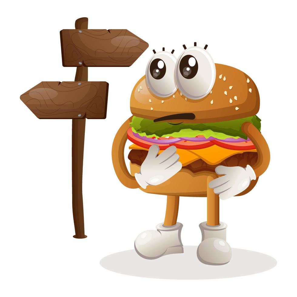 Cute burger making decision vector
