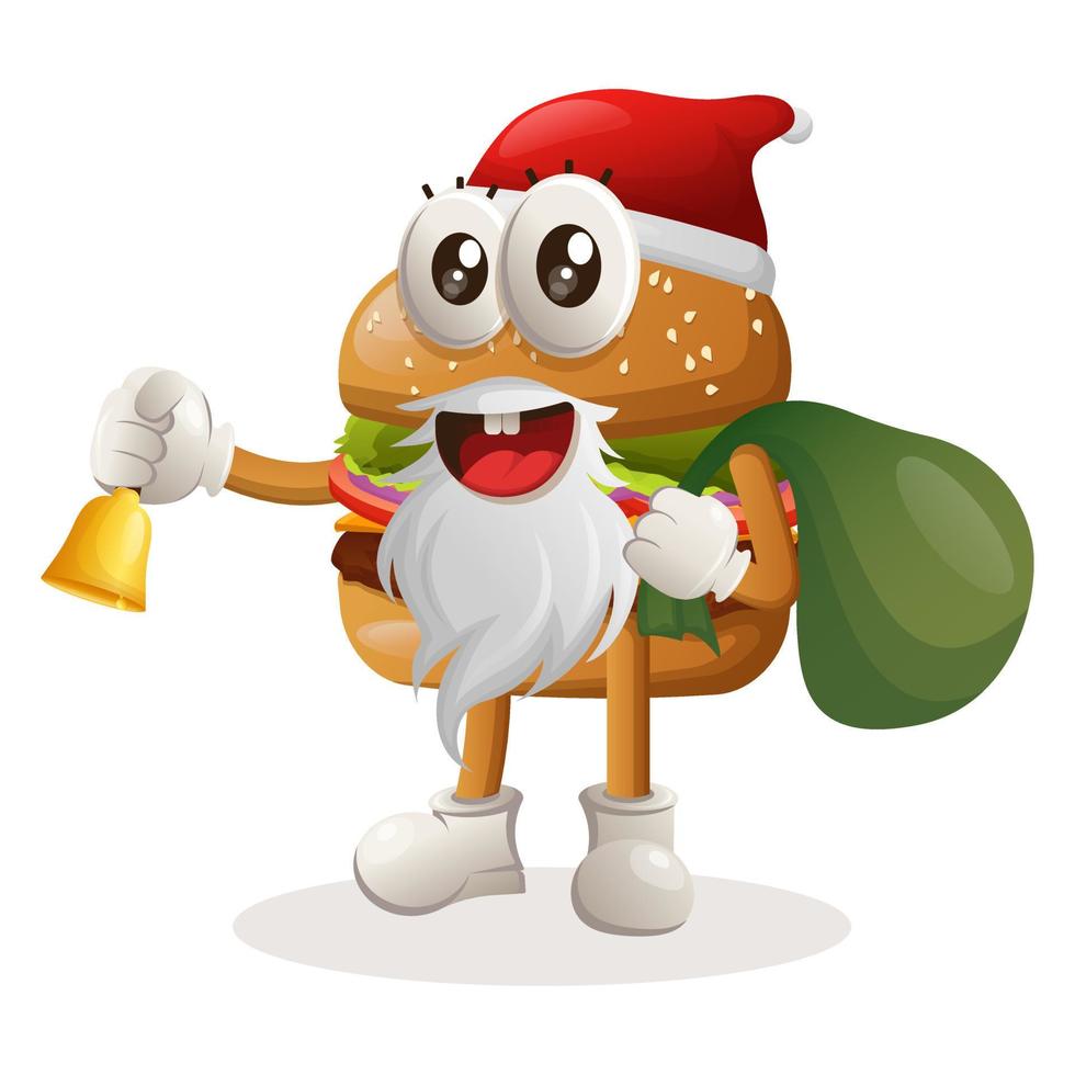 Cute burger santa claus christmas vector