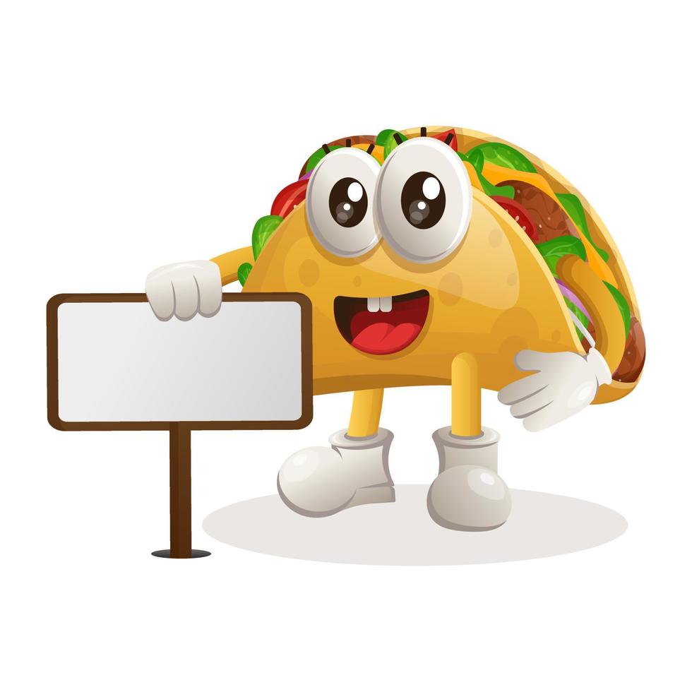 lindo taco de pie junto a una valla publicitaria vector