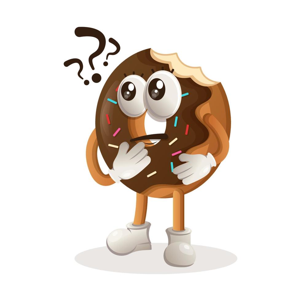 Cute donut mascot asking questions vector