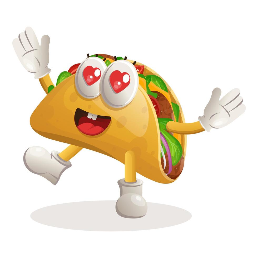 Cute taco mascot playful and happy vector