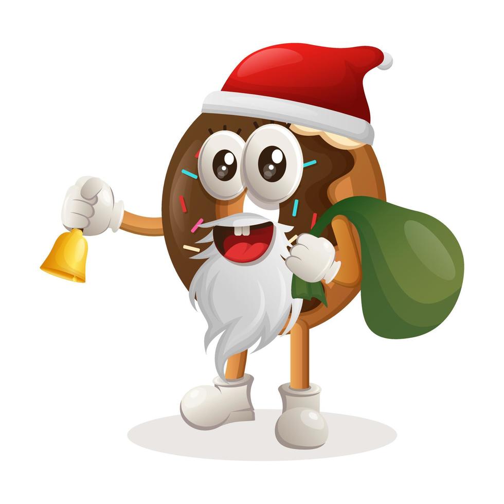 Cute donut mascot santa claus christmas vector