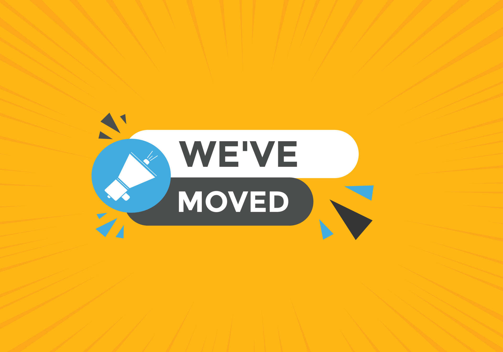 Weve moved button speech bubble We have moved web banner template
