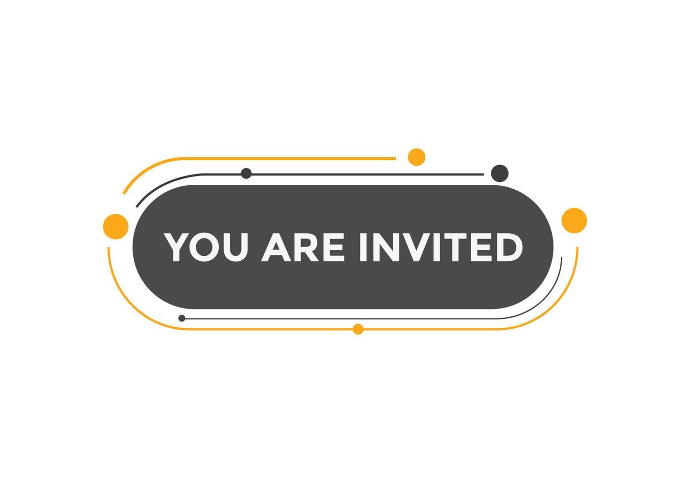 You are invited concept Colorful label sign template. You are invited symbol web banner. vector