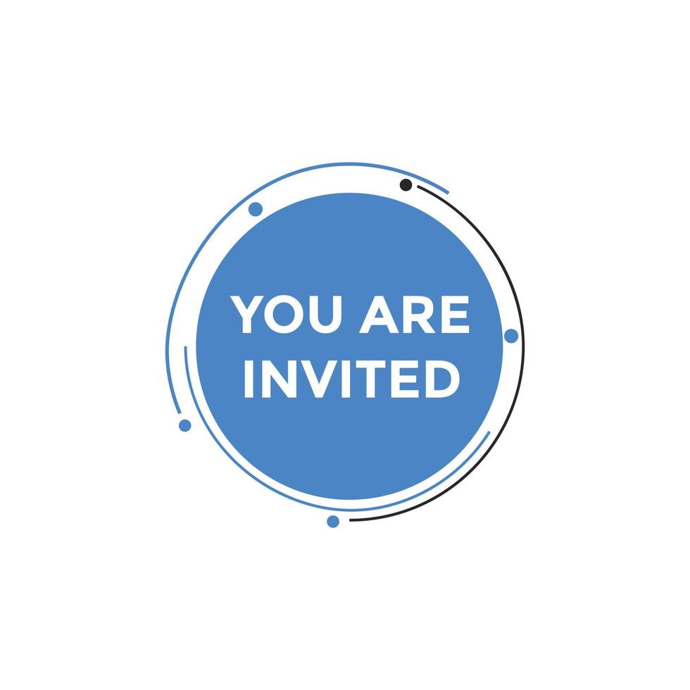 You are invited concept Colorful label sign template. You are invited symbol web banner. vector