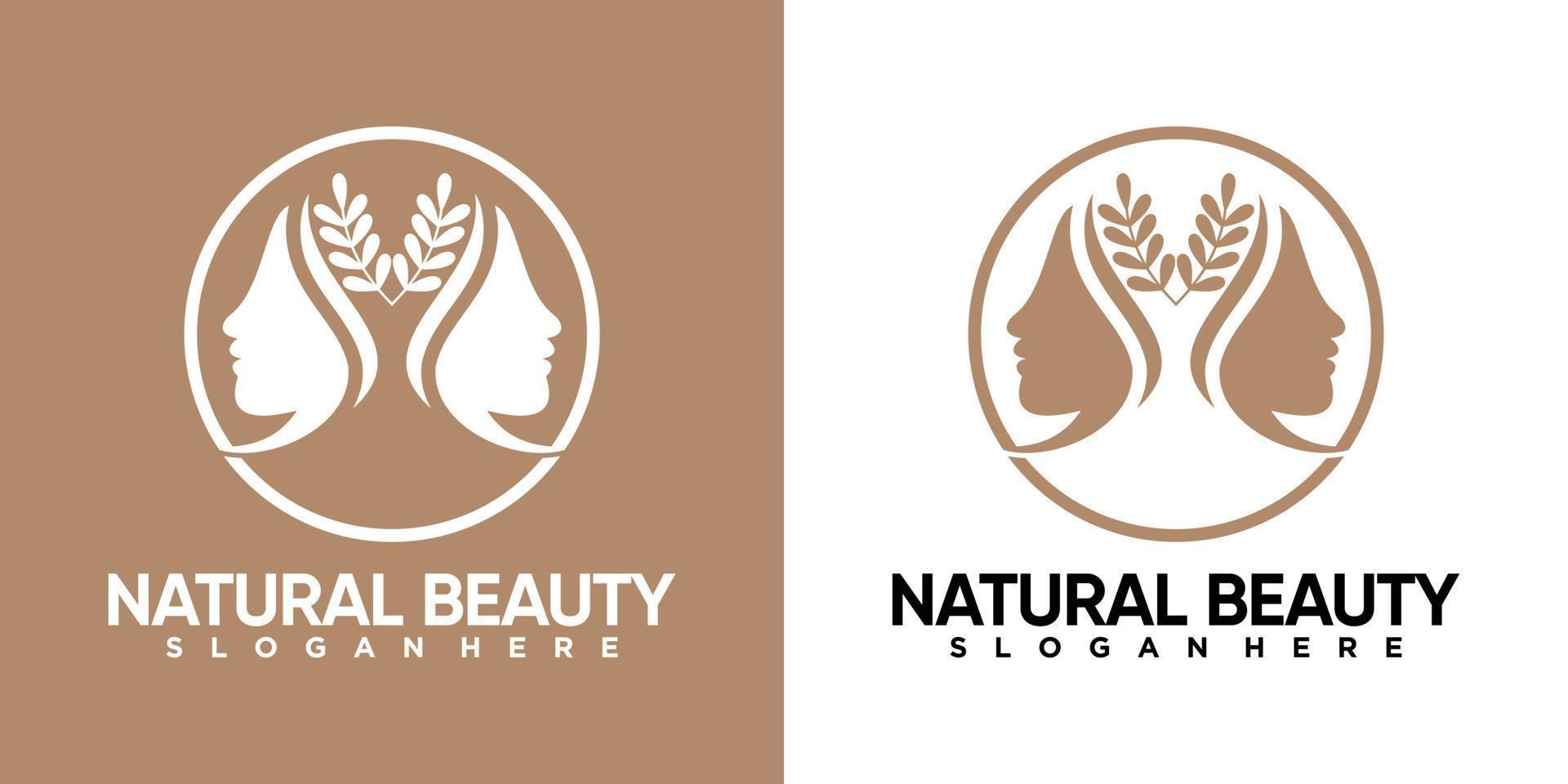 natural beauty logo design with line art and creative concept vector