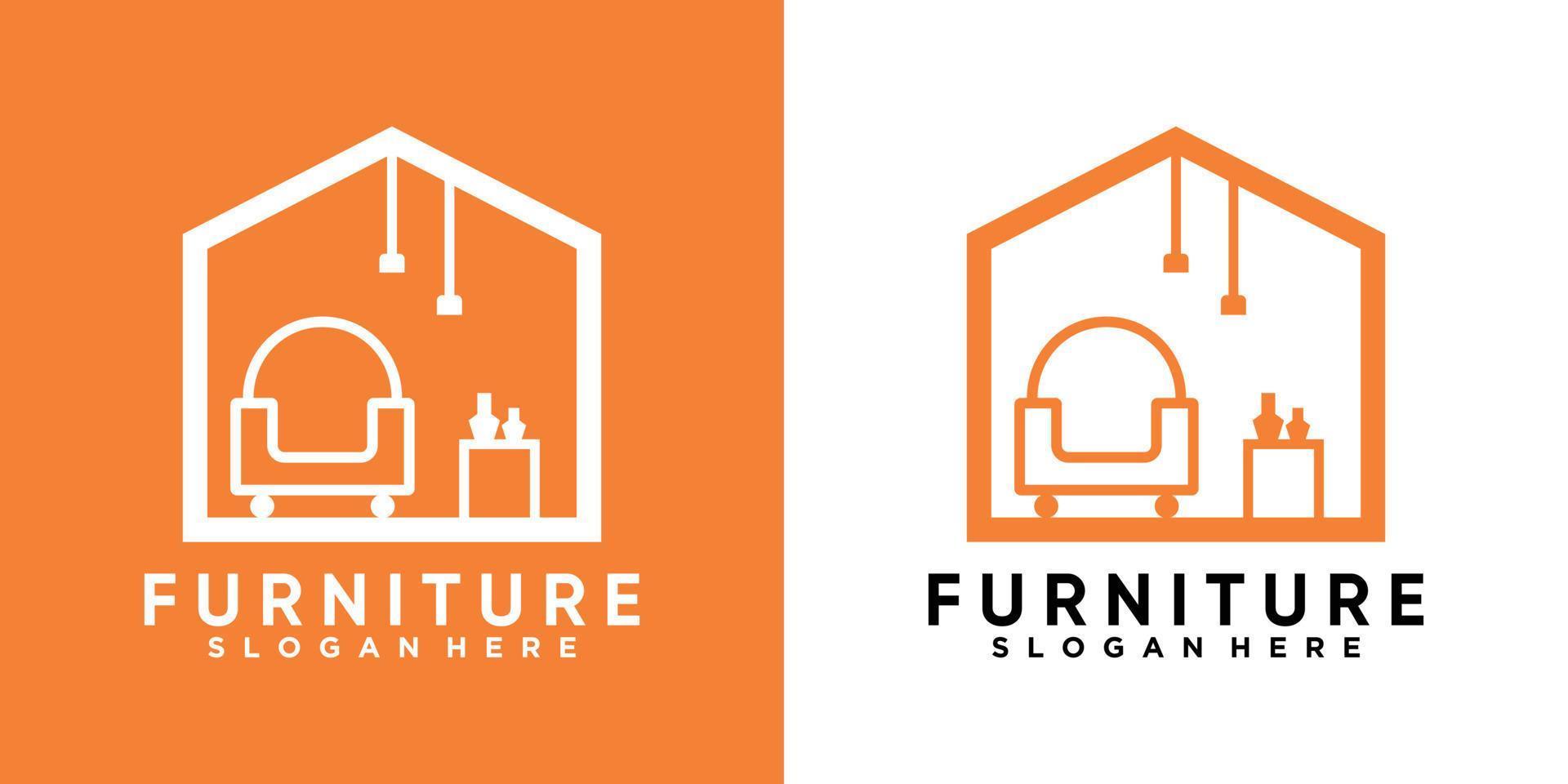 diseño de logotipo de muebles con estilo y concepto creativo vector