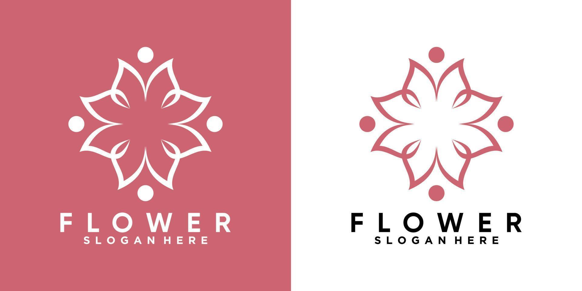 diseño de logotipo de flores y mariposas con estilo y concepto creativo vector