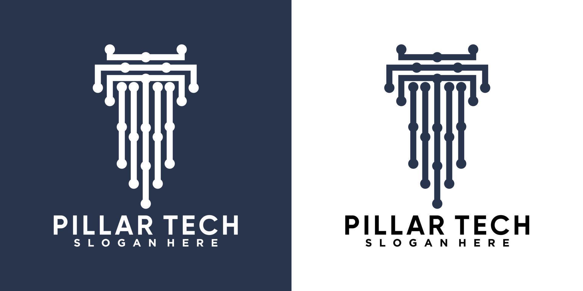 diseño de logotipo de tecnología de pilares con estilo y concepto creativo vector