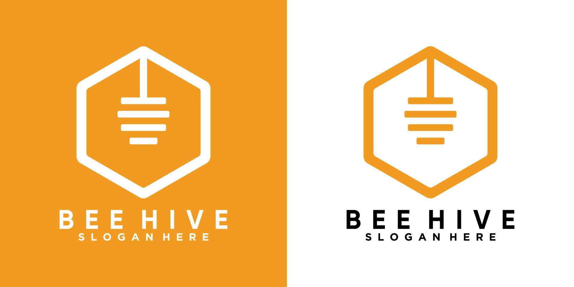 bee hive logo design with style and creative concept vector