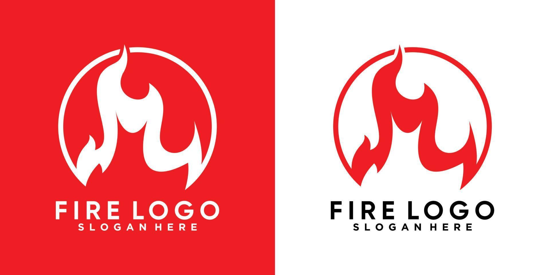 fire logo design with creativ concept vector