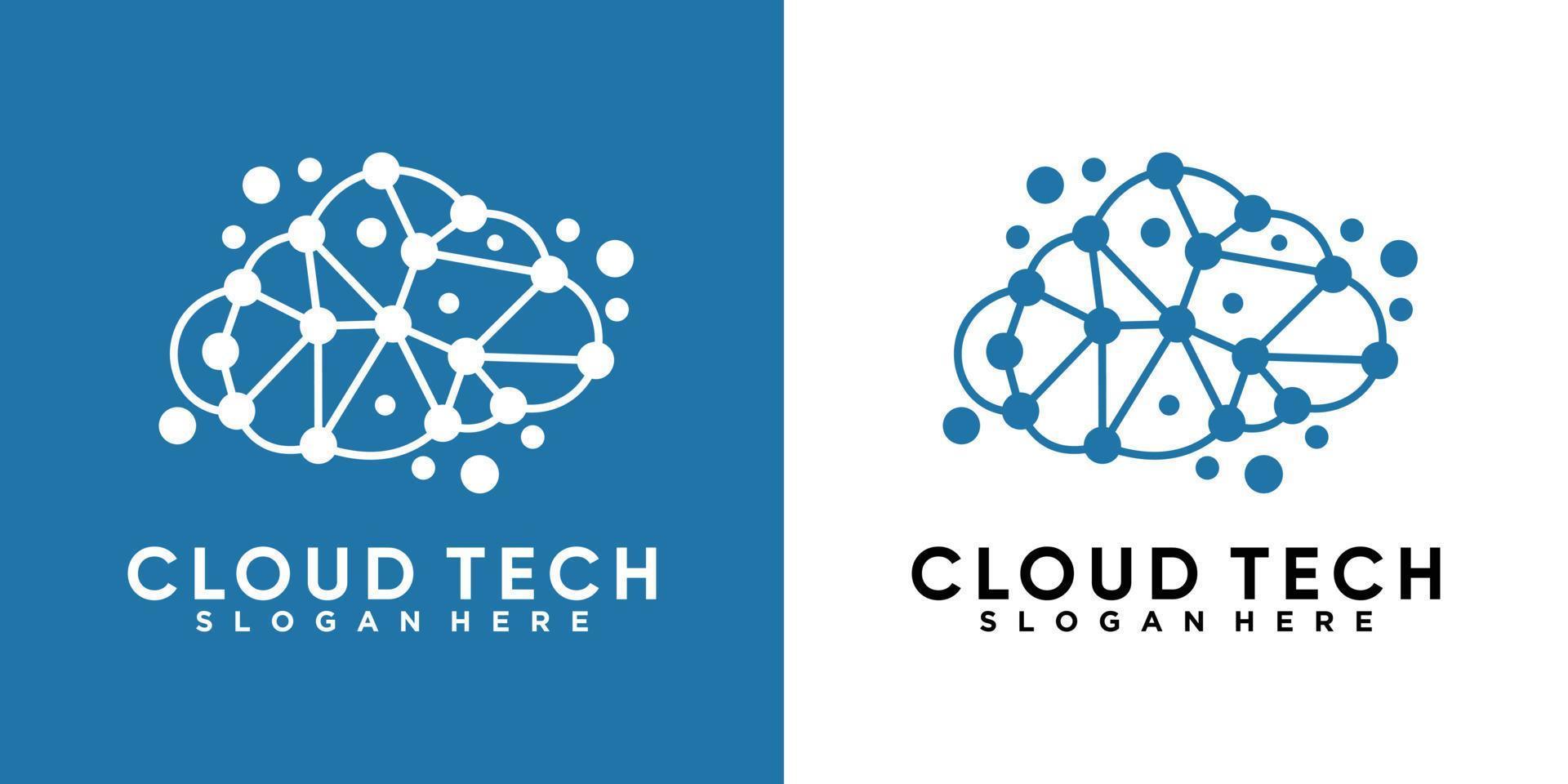 diseño de logotipo de tecnología en la nube con estilo y creatividad vector