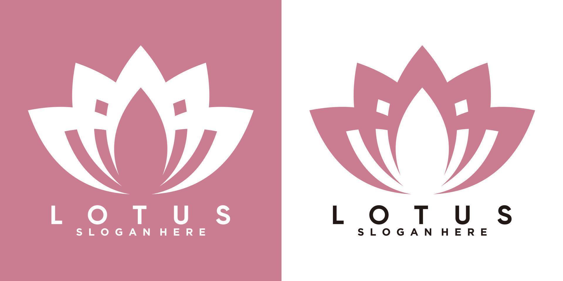 lotus logo design with creativ concept vector