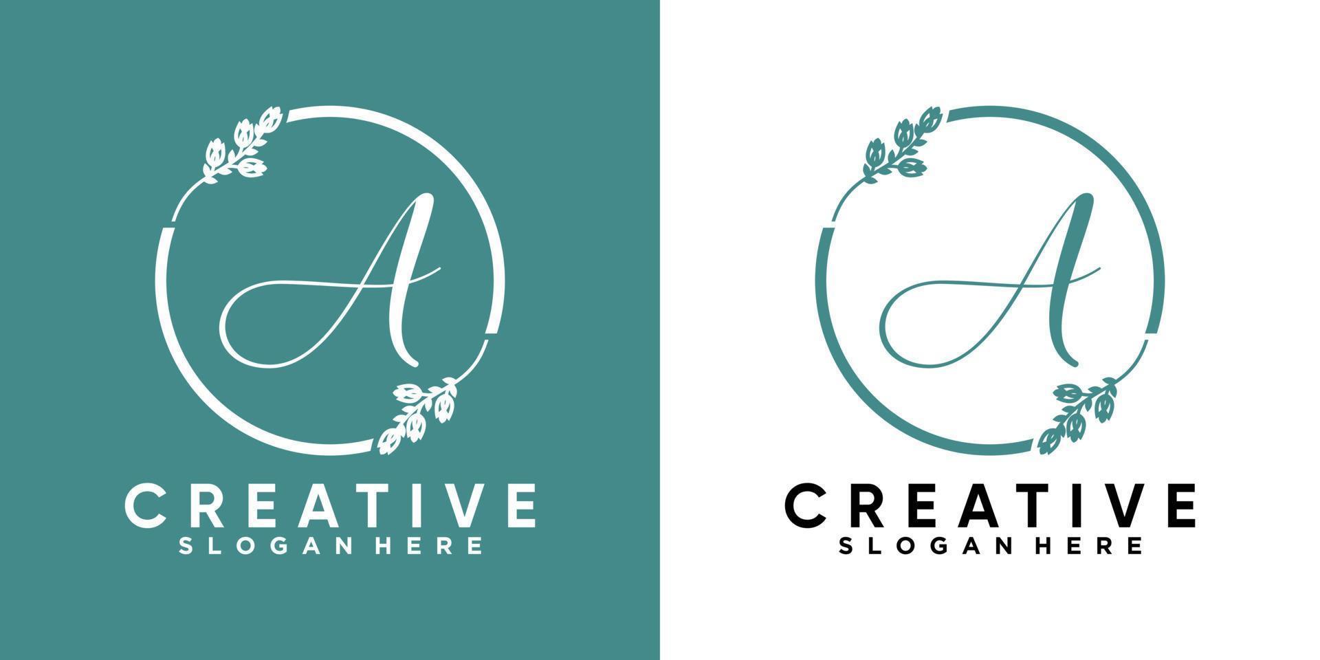 latter a and decoration logo design with creative concept vector