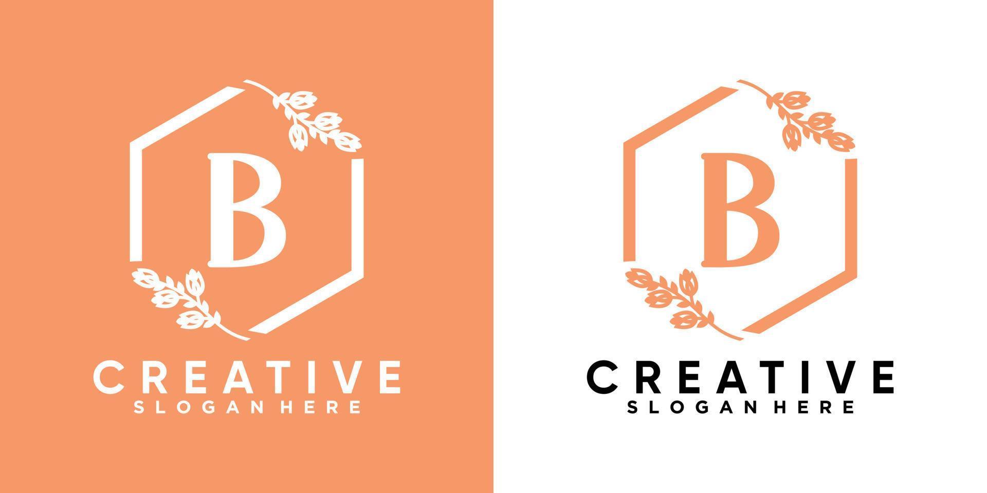 flower and latter b logo design with style and creative concept vector