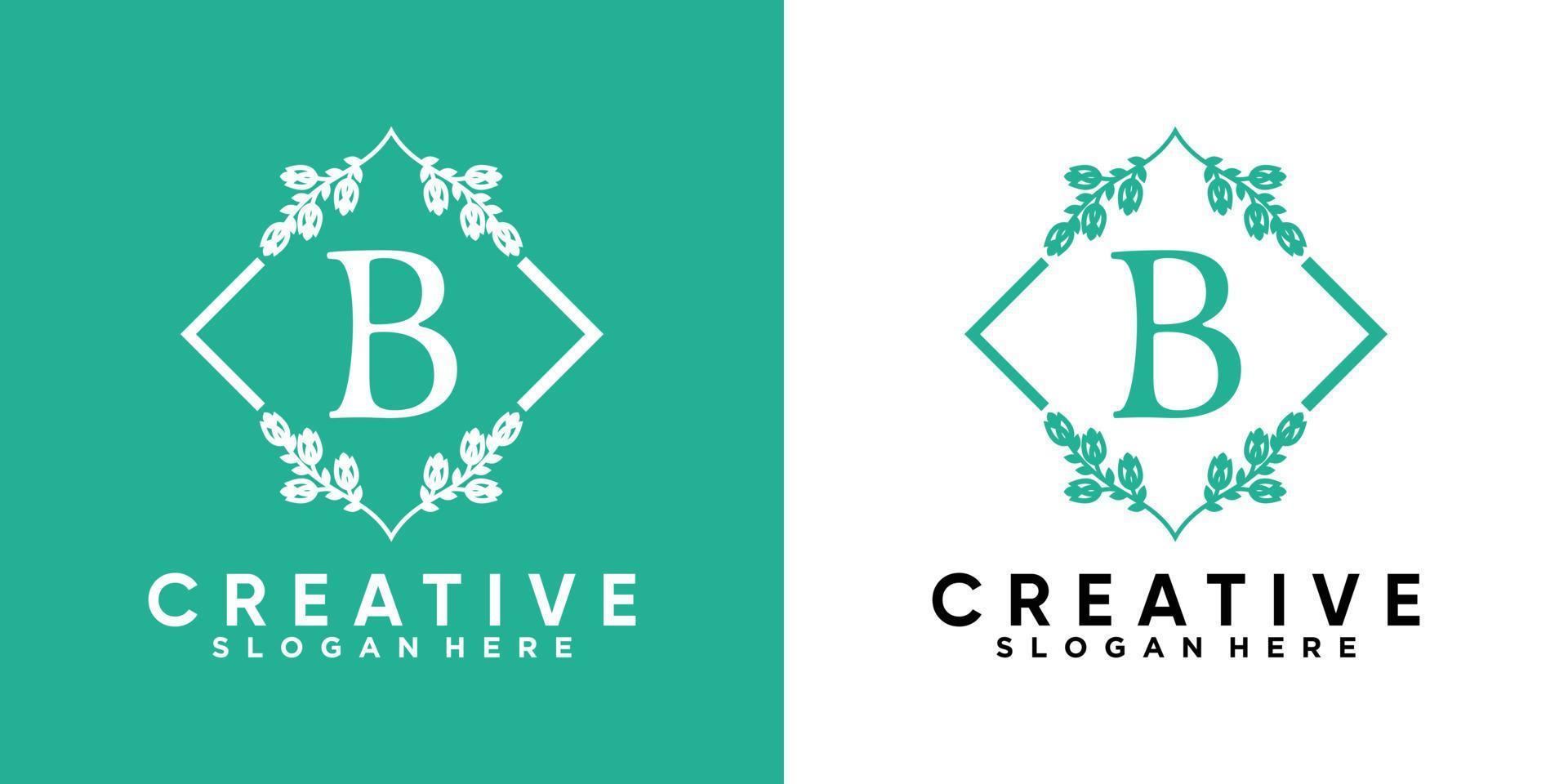 flower and latter b logo design with style and creative concept vector