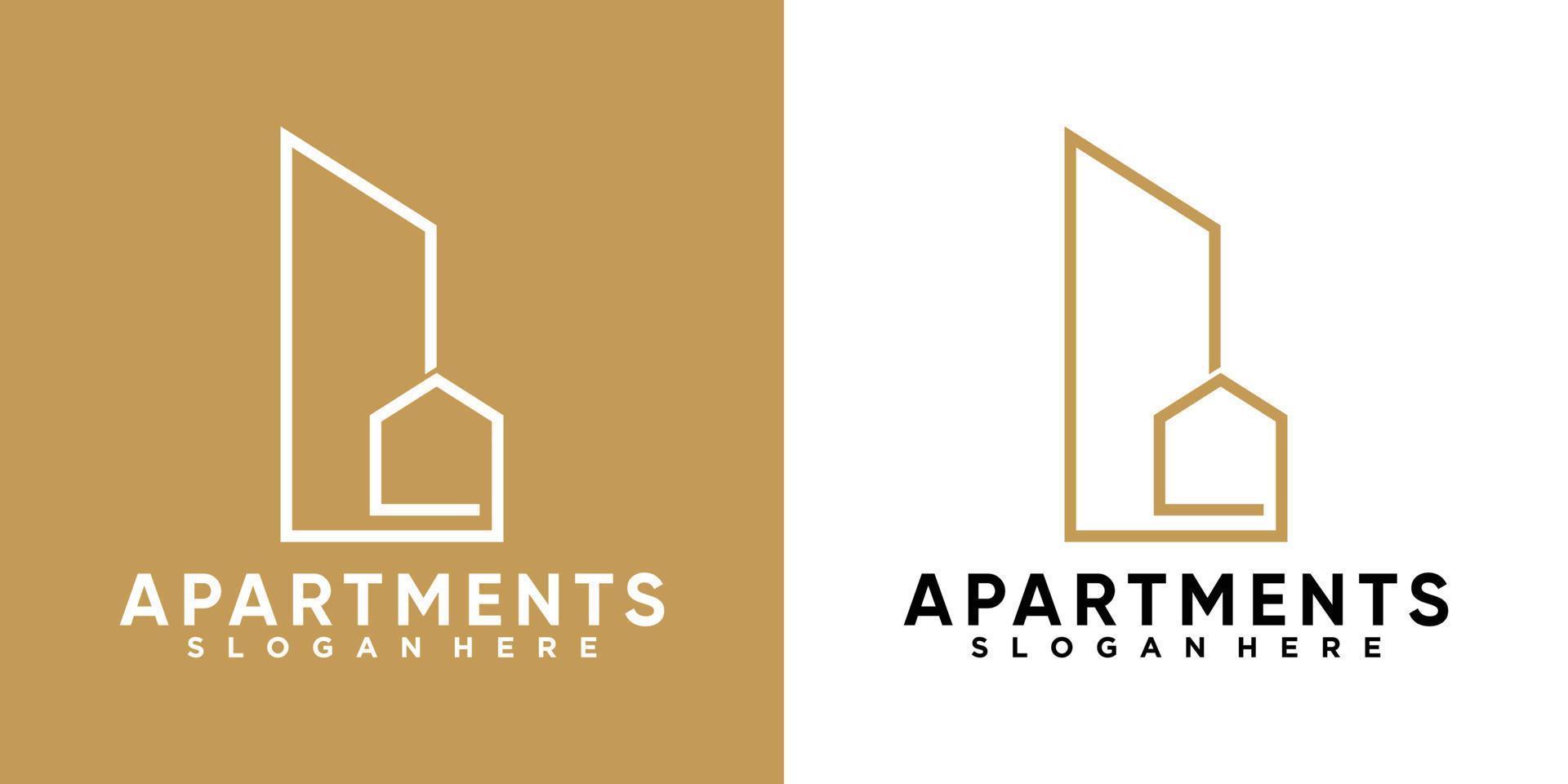 apartments logo design with style and creative concept vector
