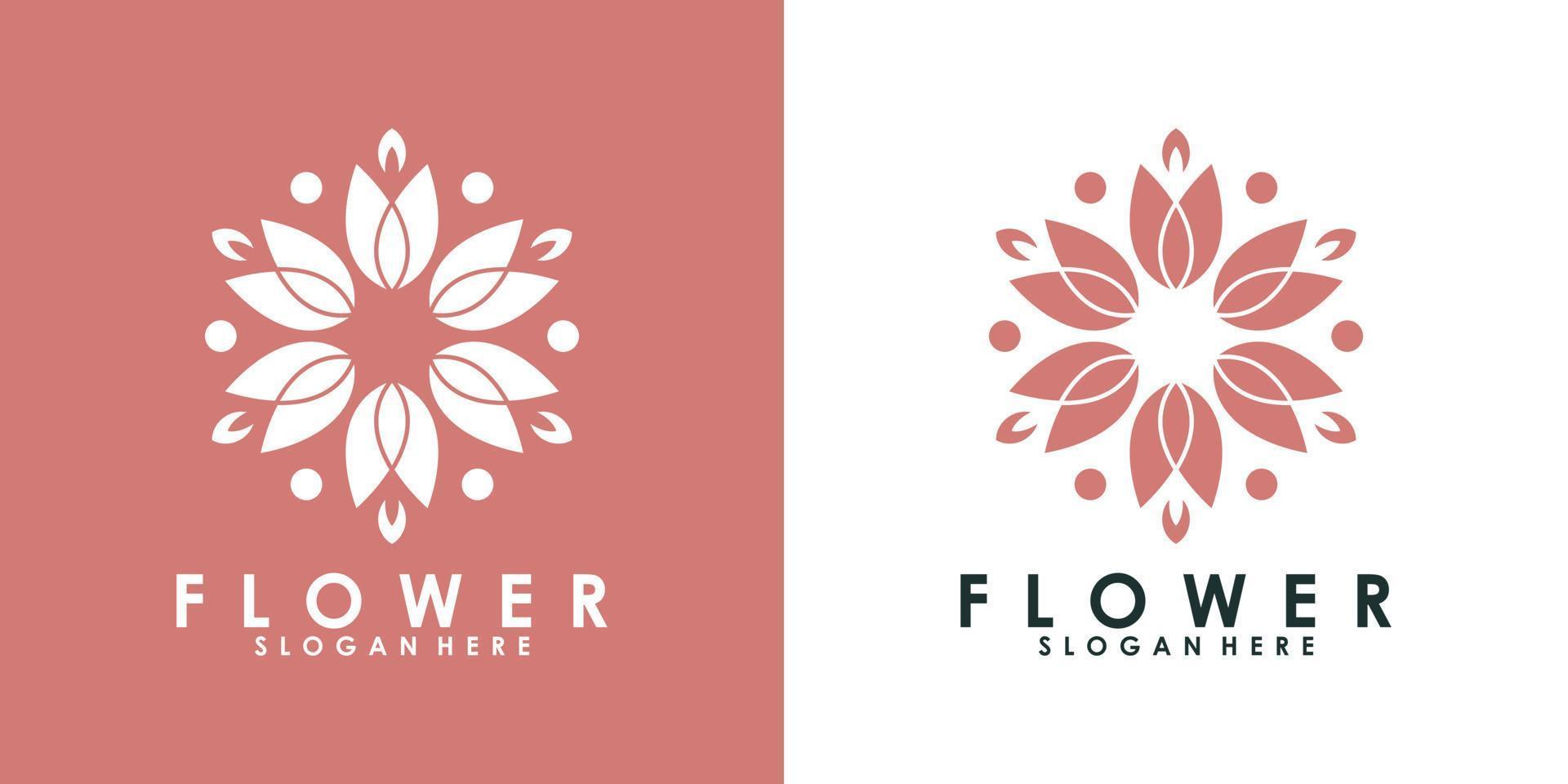 flower logo design white moderen style Premium Vector