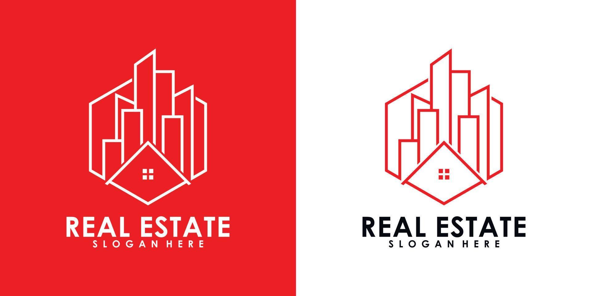 diseño de logotipo de bienes raíces vector premium de estilo moderno blanco