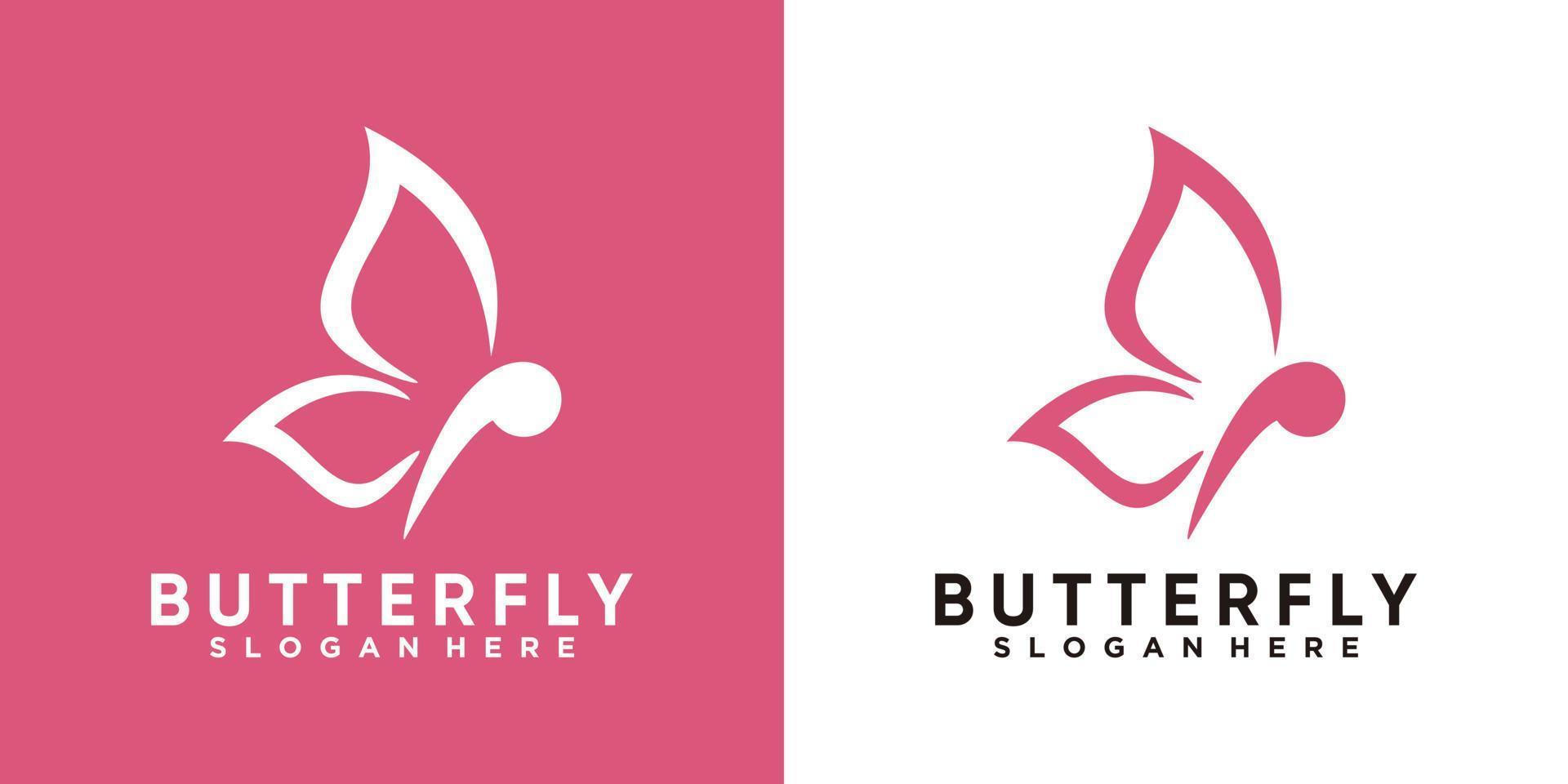 butterfly logo design with style and creative concept vector