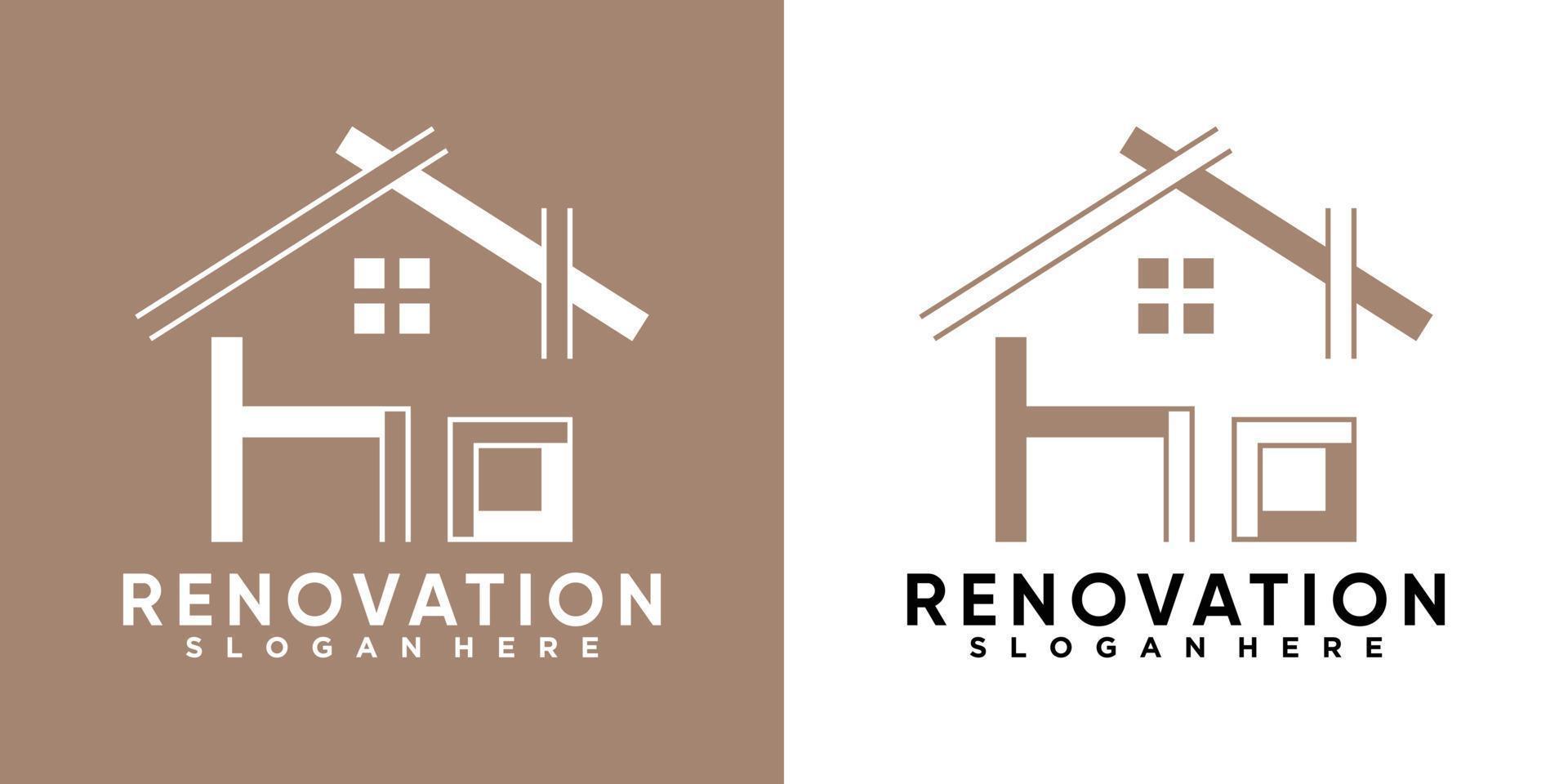 renovation logo design with creative concept vector