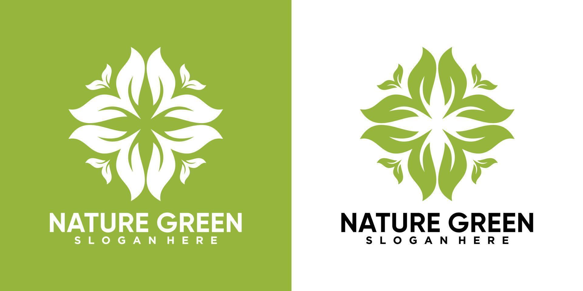 nature green logo design with creativ concept vector