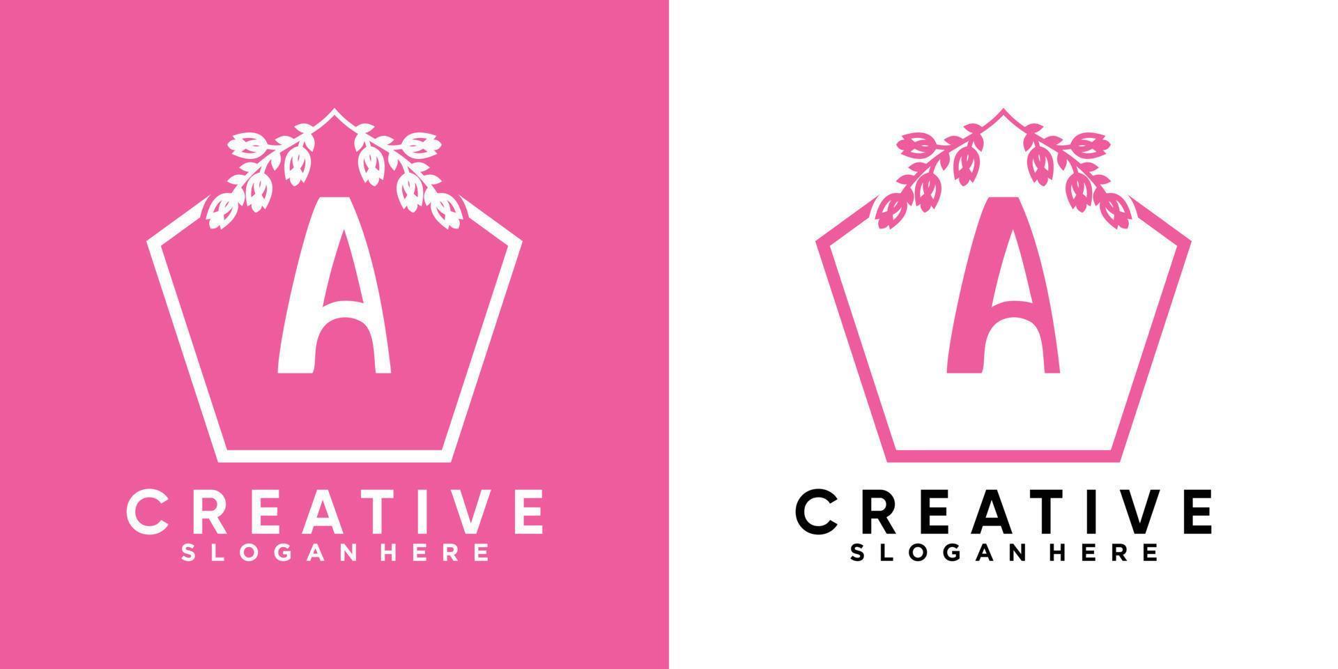 latter a and decoration logo design with creative concept vector