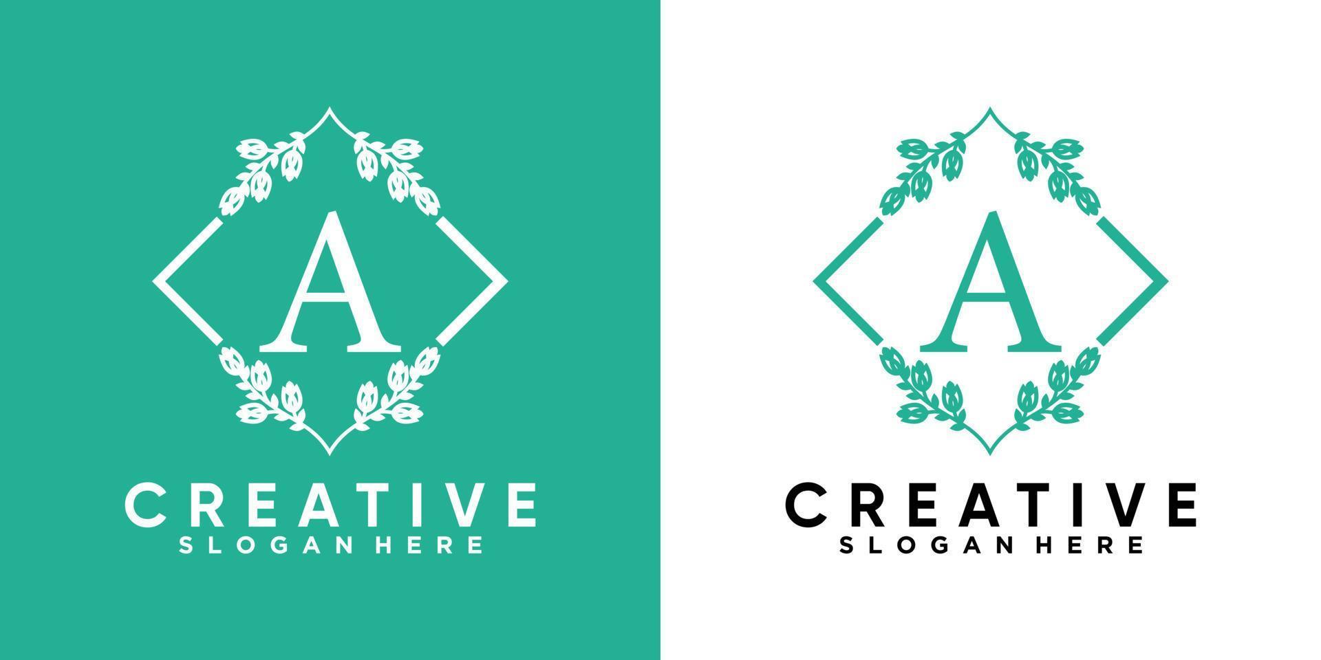 latter a and decoration logo design with creative concept vector