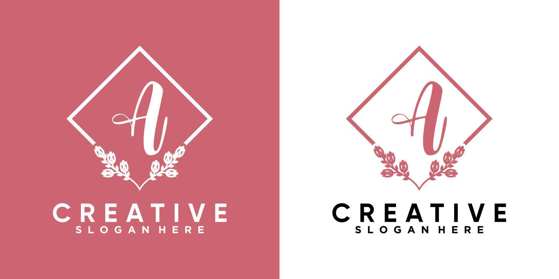 latter a and decoration logo design with creative concept vector