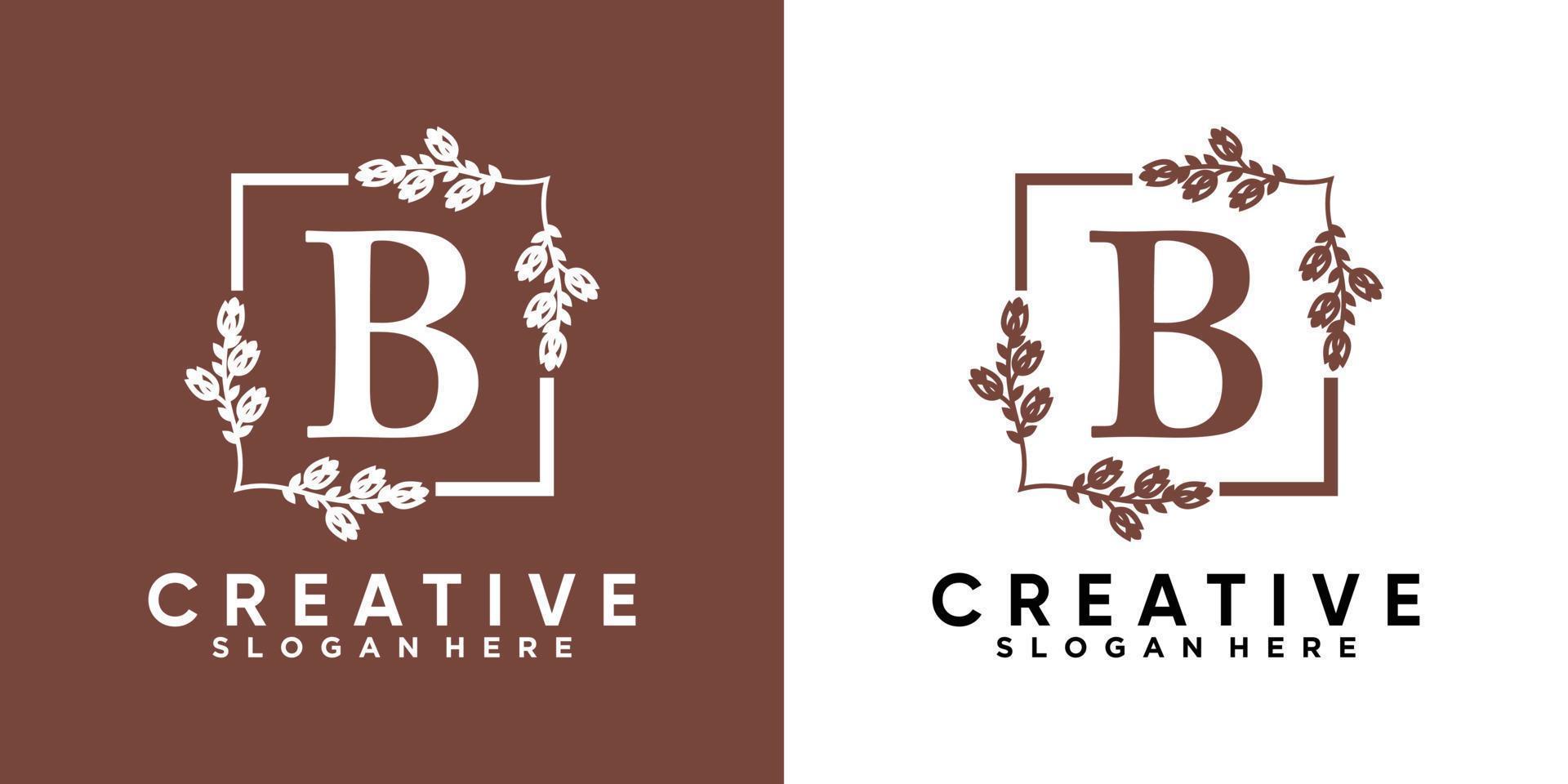 flower and latter b logo design with style and creative concept vector