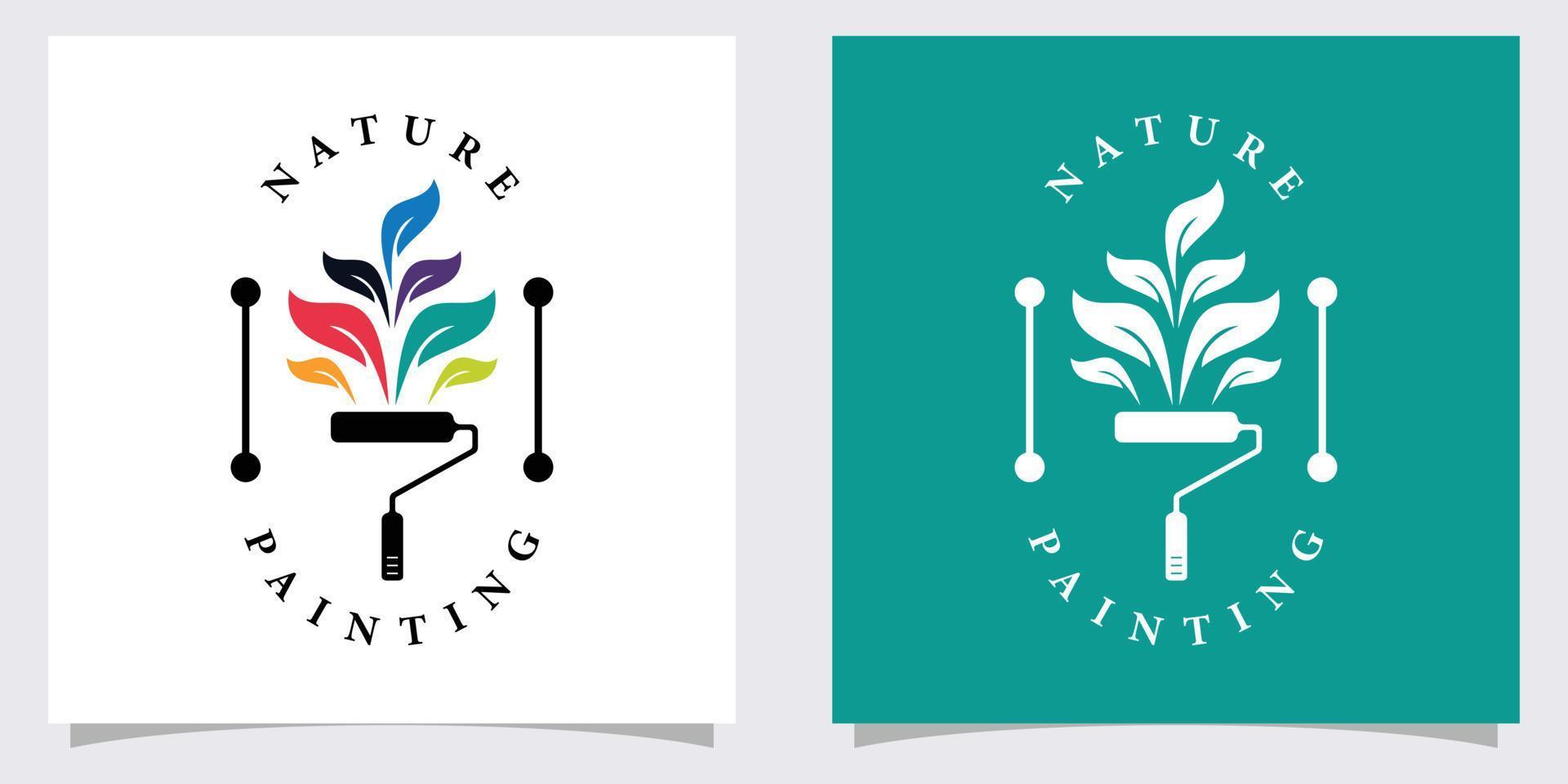 nature panting logo design with creative concept vector