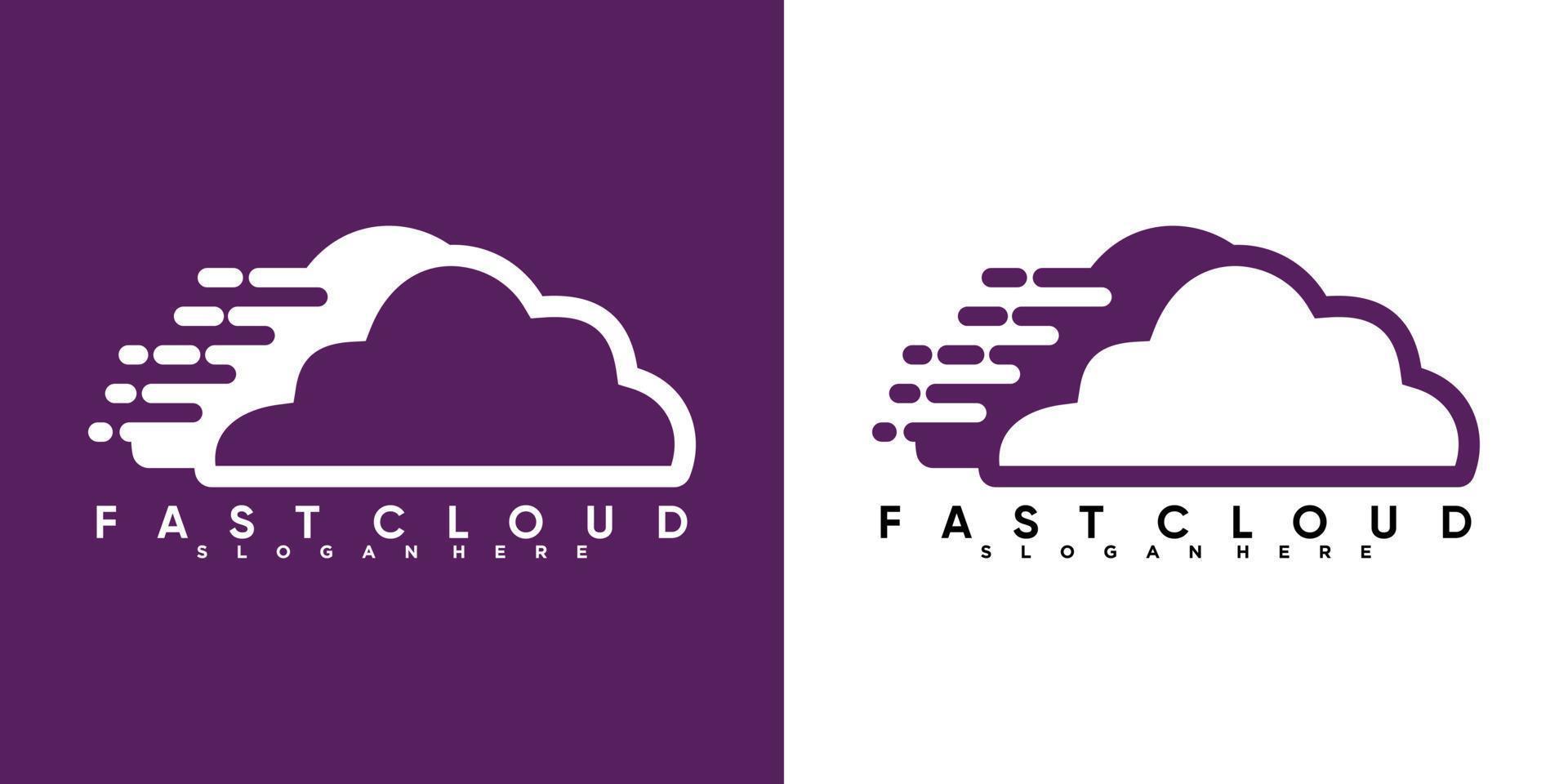 diseño de logotipo de nube rápida con estilo y concepto creativo vector