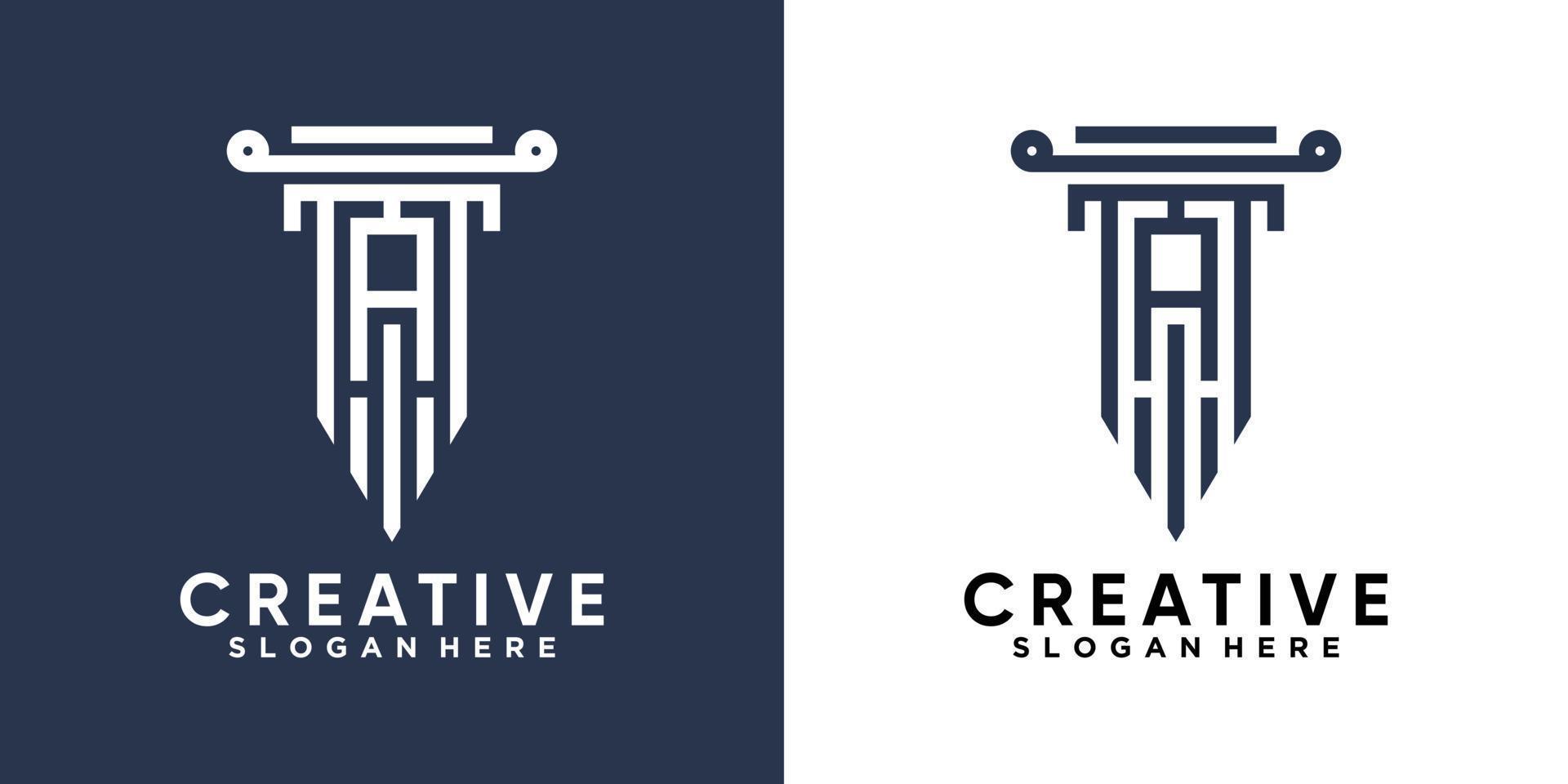 pillar and latter a logo design with creative concept vector