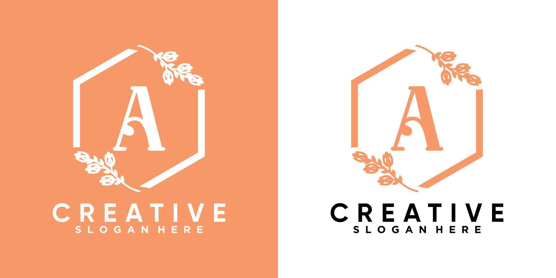 latter a and decoration logo design with creative concept vector