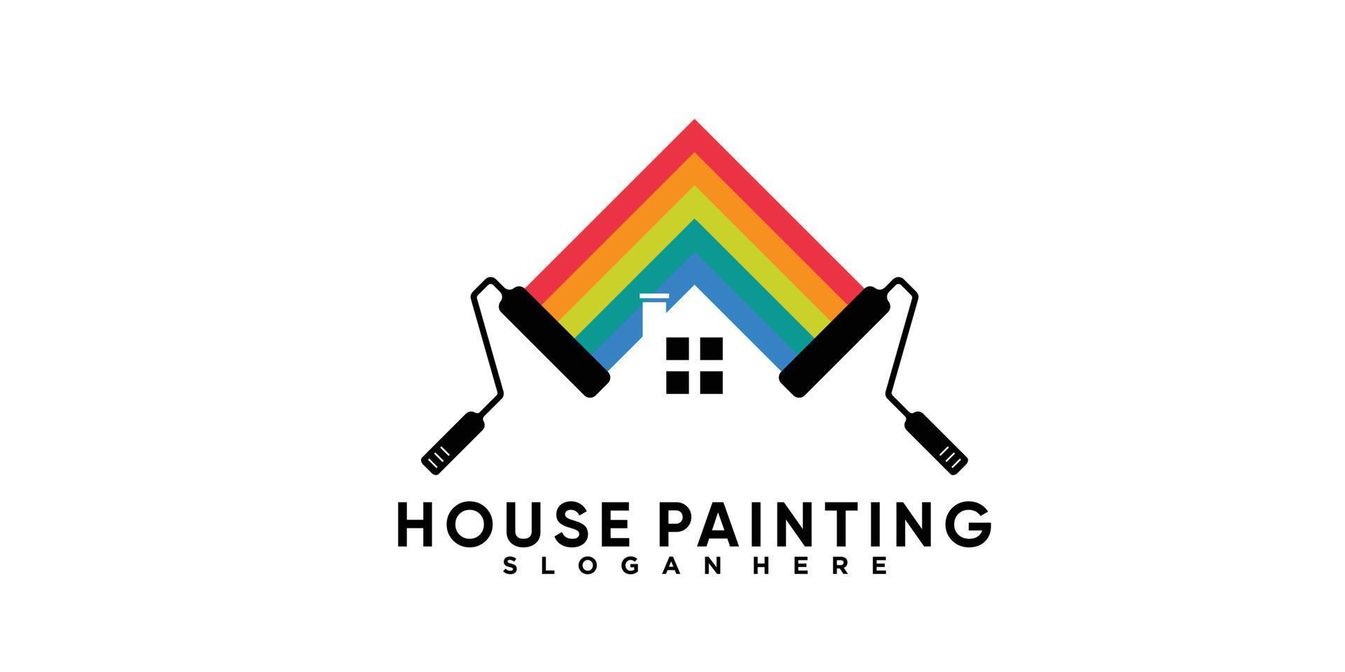 house panting logo design with creative concept vector