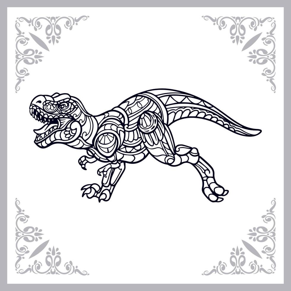tiranosaurio rex mandala artes aisladas sobre fondo blanco vector