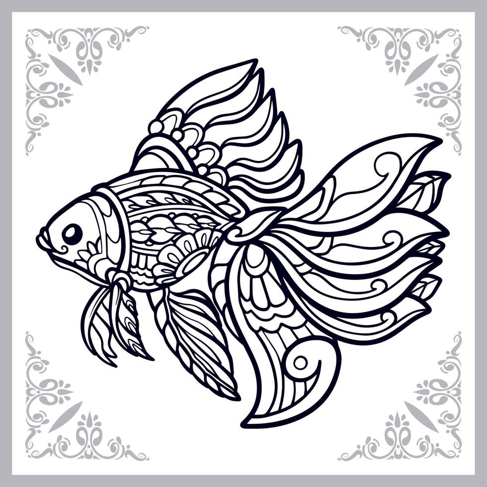 Goldfish mandala artes aislado sobre fondo blanco. vector