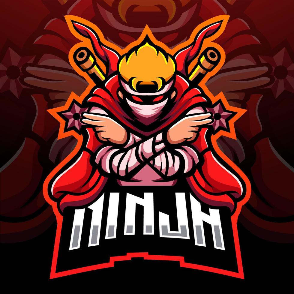 Ninja mascot. e sport logo design vector