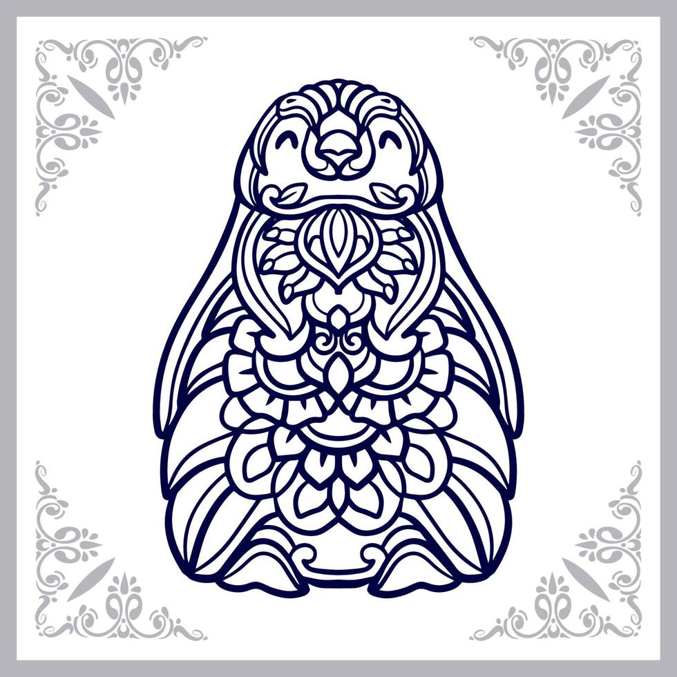 Penguin mandala arts isolated on white background vector