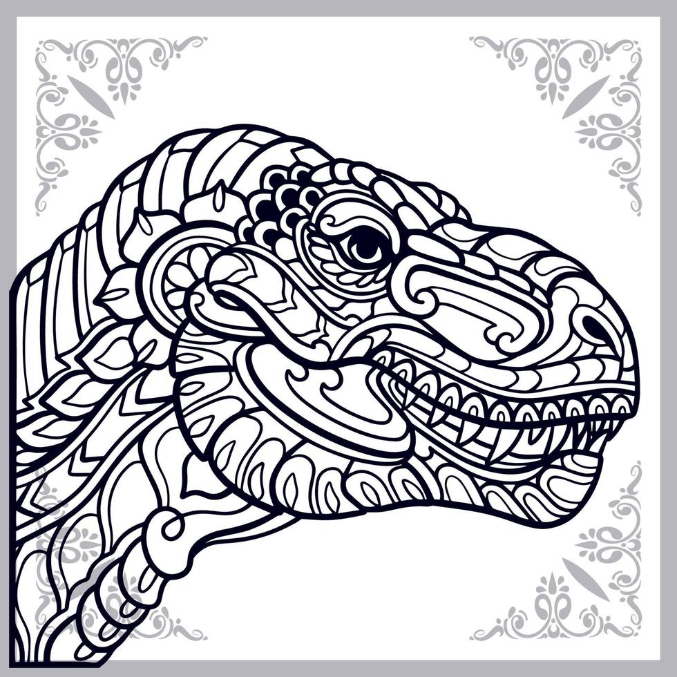 tiranosaurio rex mandala artes aisladas sobre fondo blanco vector