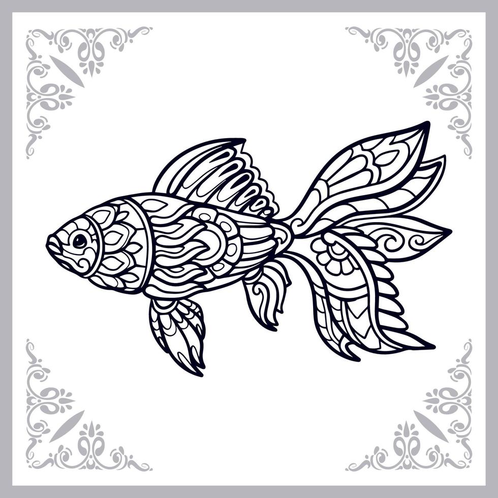 Goldfish mandala arts isolated on white background vector