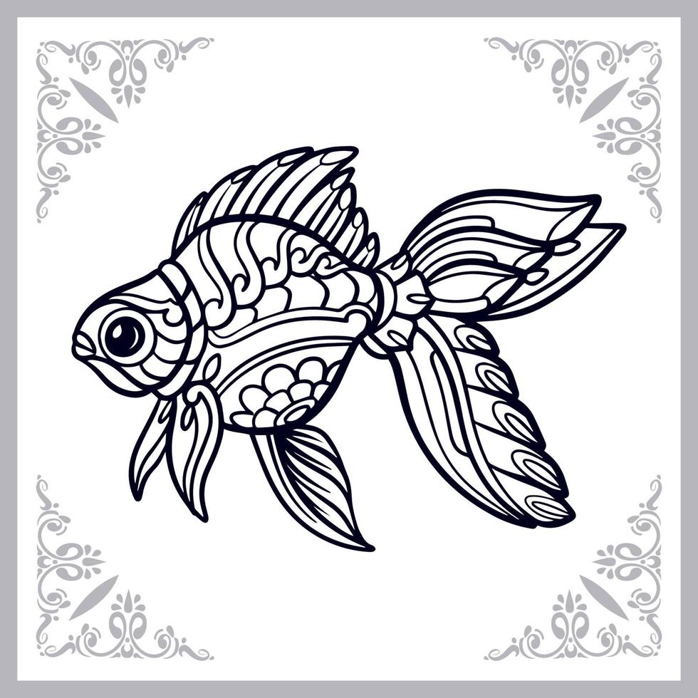 Goldfish mandala arts isolated on white background vector
