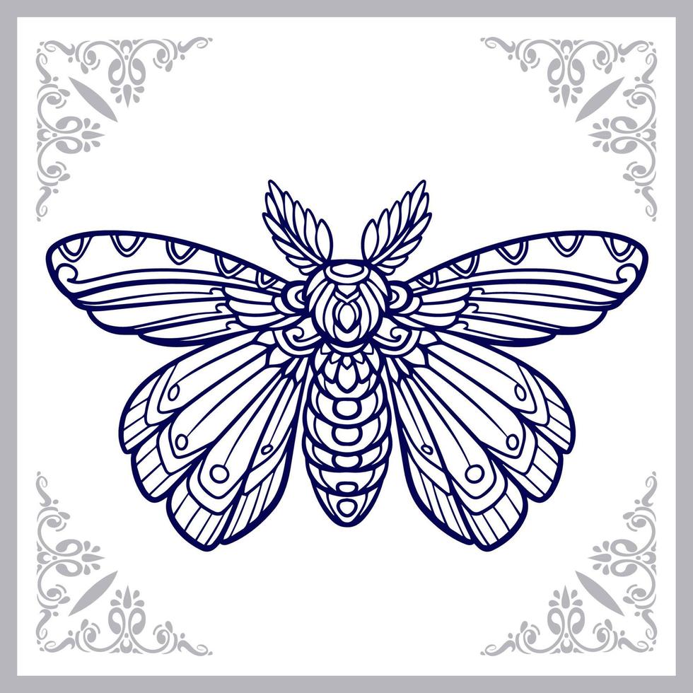Moth mandala arts isolated on white background vector