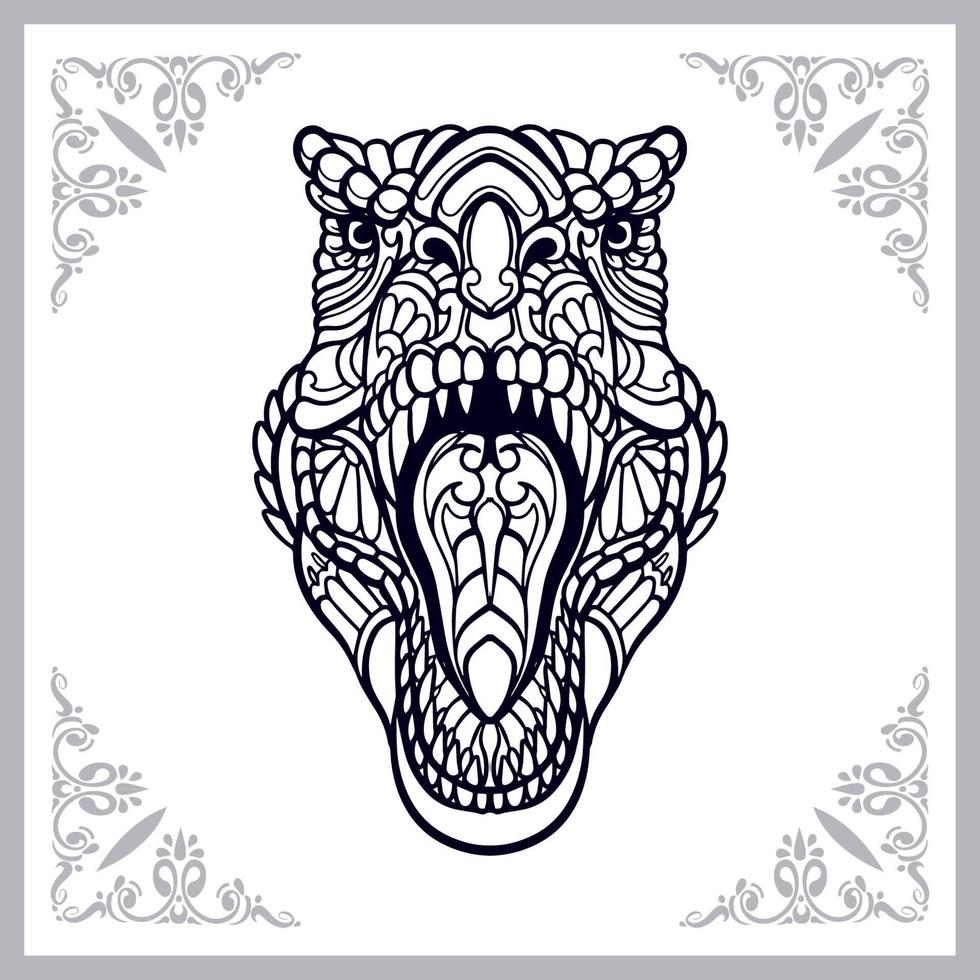 Tyrannosaurus rex mandala arts isolated on white background vector