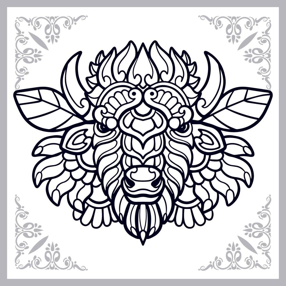 Bison mandala artes aislado sobre fondo blanco. vector