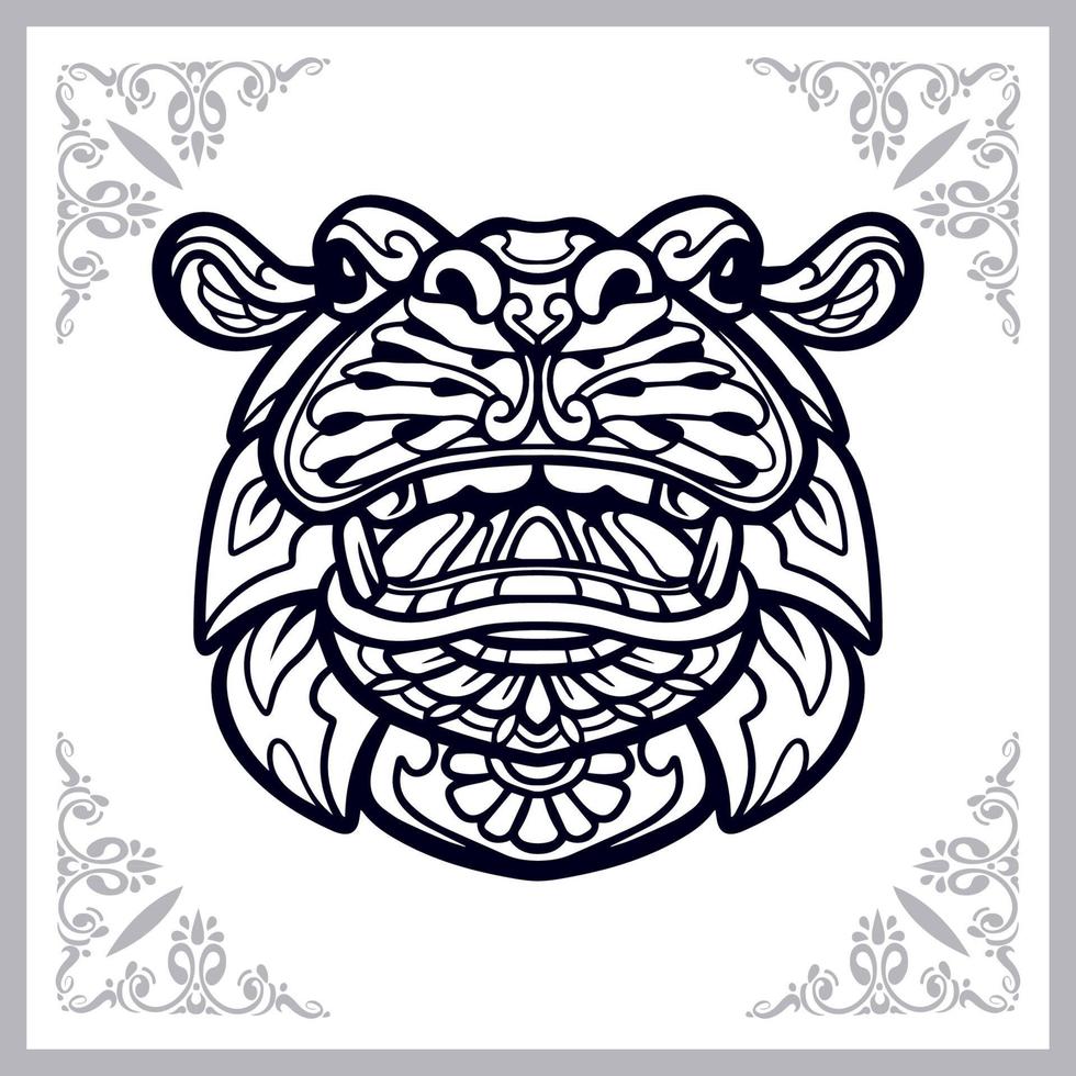 Hippopotamus mandala arts isolated on white background vector