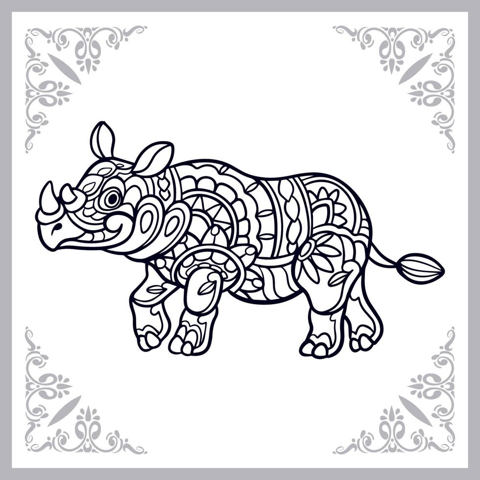 Rhinoceros mandala arts isolated on white background vector